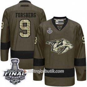 Män Ishockey Nashville Predators Tröja Filip Forsberg 9 Adidas 2017-2018 Camo Grön 2017 Stanley Cup Final Authentic